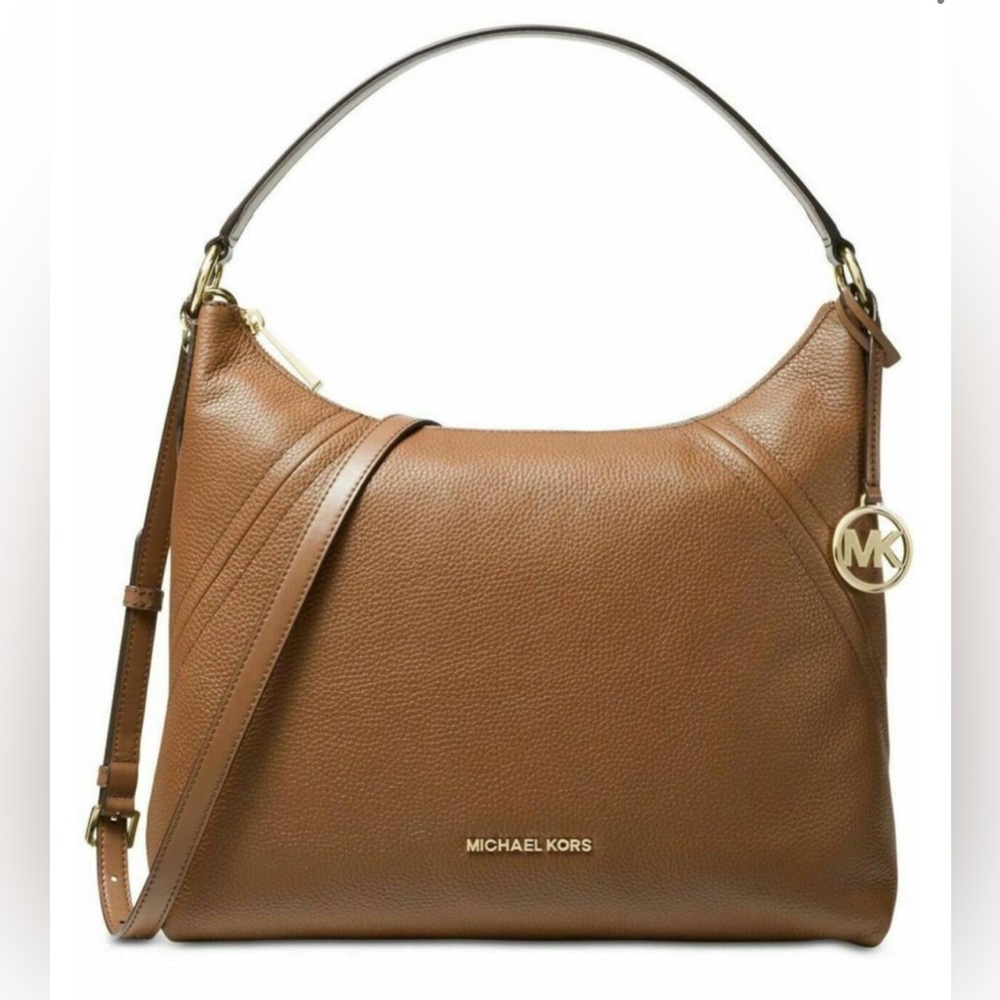 Michael Kors Large Aria Brown Leather Hobo with Gold Accents